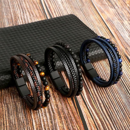 Grandiose Glamour - Leren armband set