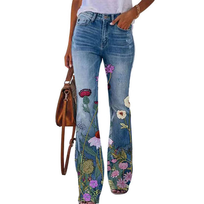 Flare-jeans met 4 knopen