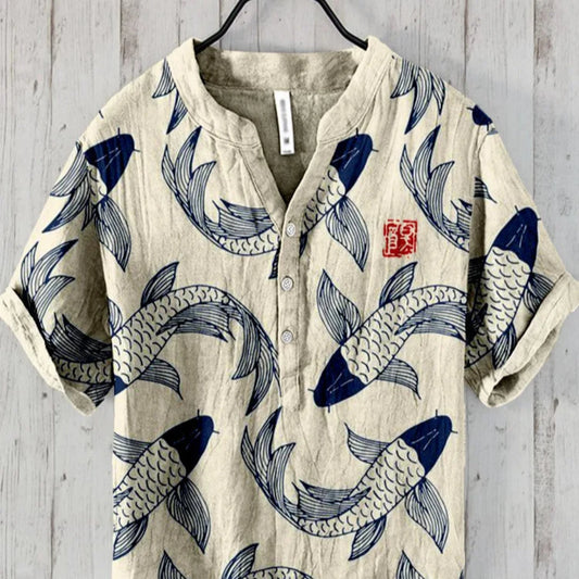 Joris | Casual Hawaïaans Shirt met Vispatroon voor een Zomerse Look