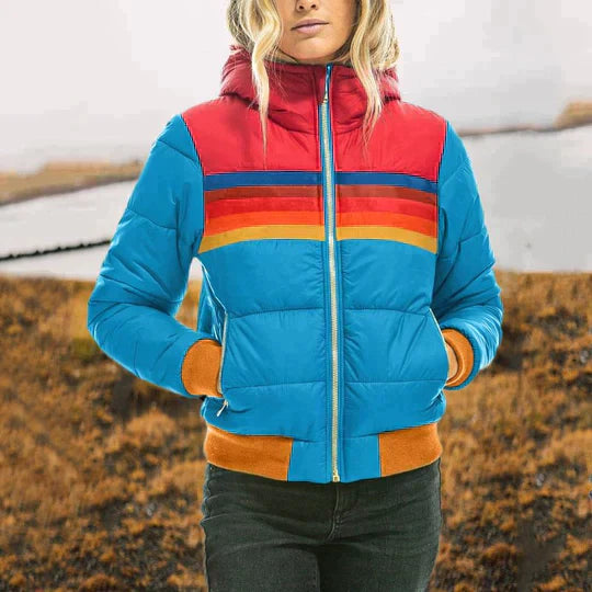 Metterla | Warm, Short Sporty Down Jacket with Hood and Zipper