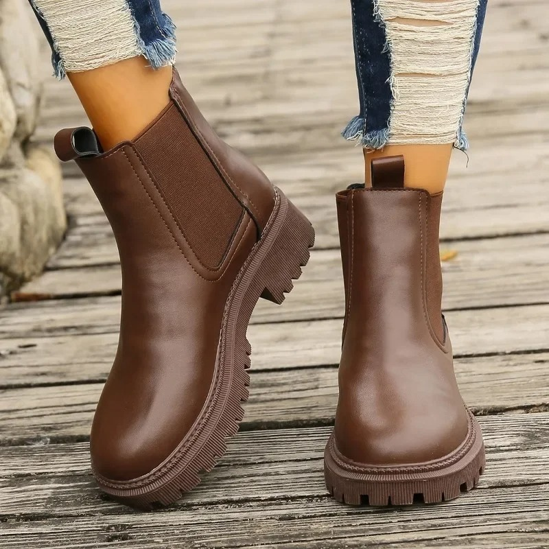 Beloria - Dames Chelsea Boots van Leer met Treklussen