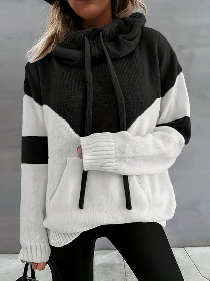 Charly | Color Block Drawstring Hooded Sweater