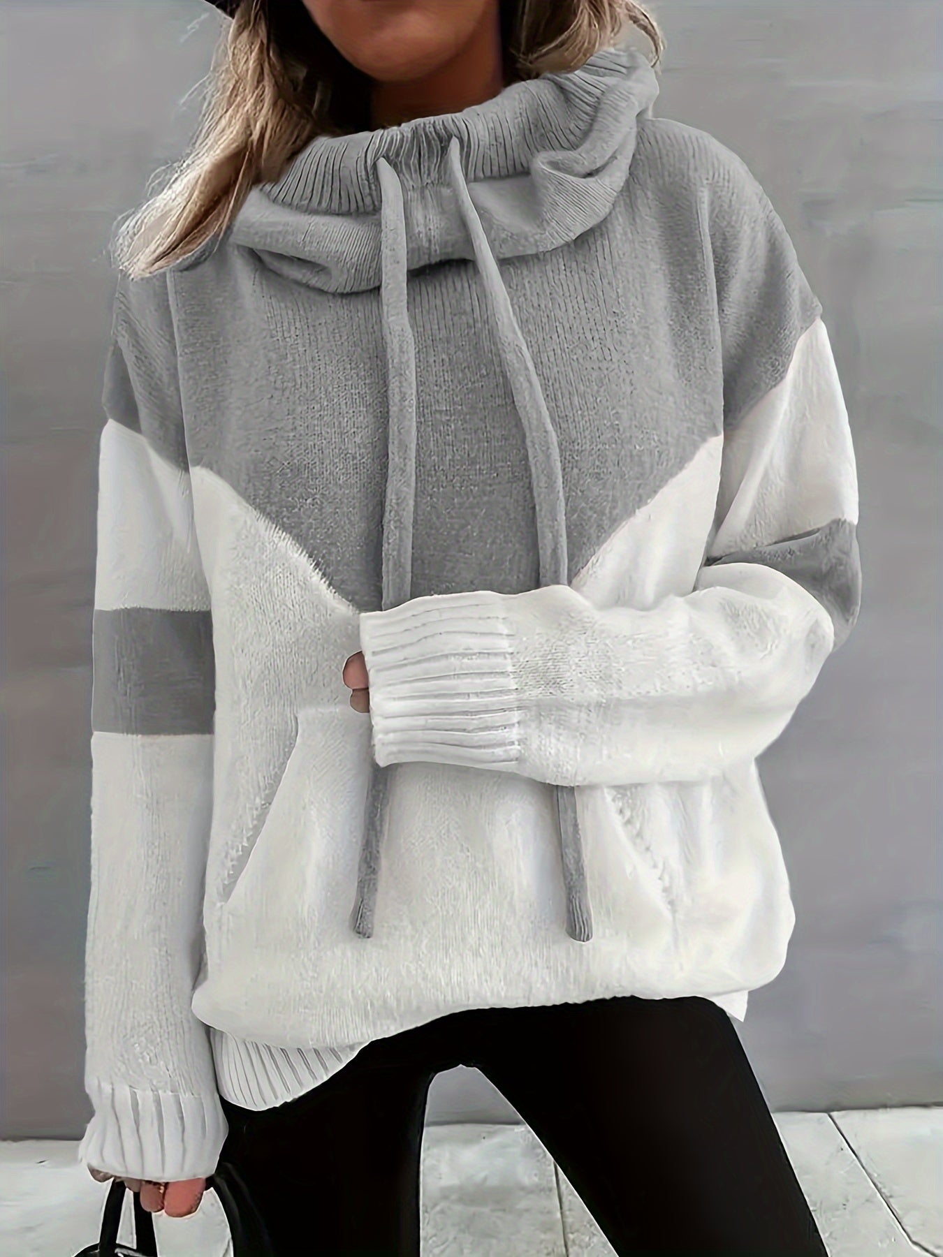 Charly | Color Block Drawstring Hooded Sweater