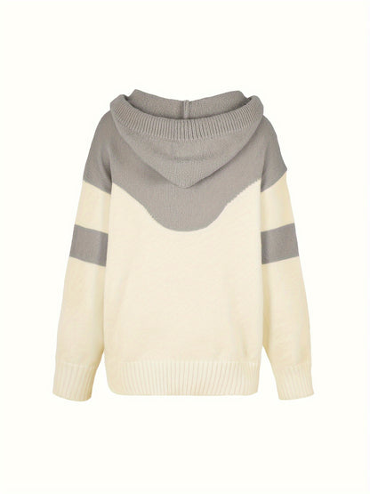 Charly | Color Block Drawstring Hooded Sweater