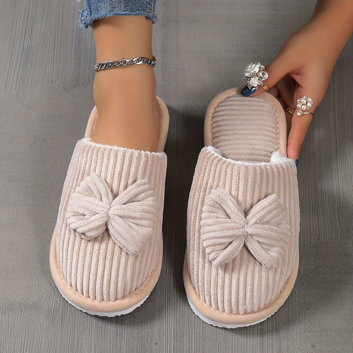 Chloe | Schattige Bowknot Zachte Zool Fuzzy Slippers | Knusse Winter Indoor Slippers