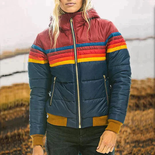 Metterla | Warm, Short Sporty Down Jacket with Hood and Zipper