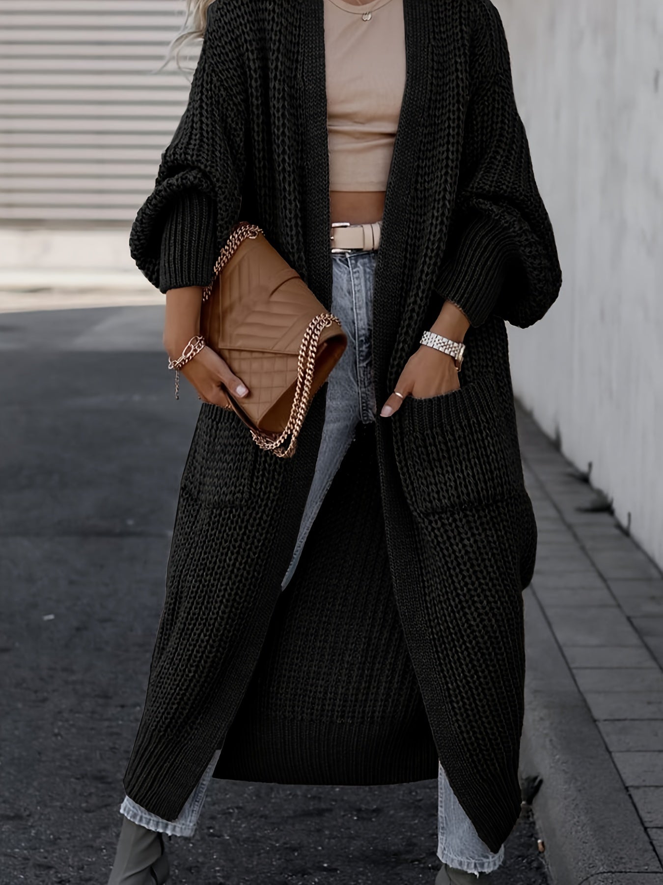 Emily | Schlichter Cardigan mit offener Vordertasche