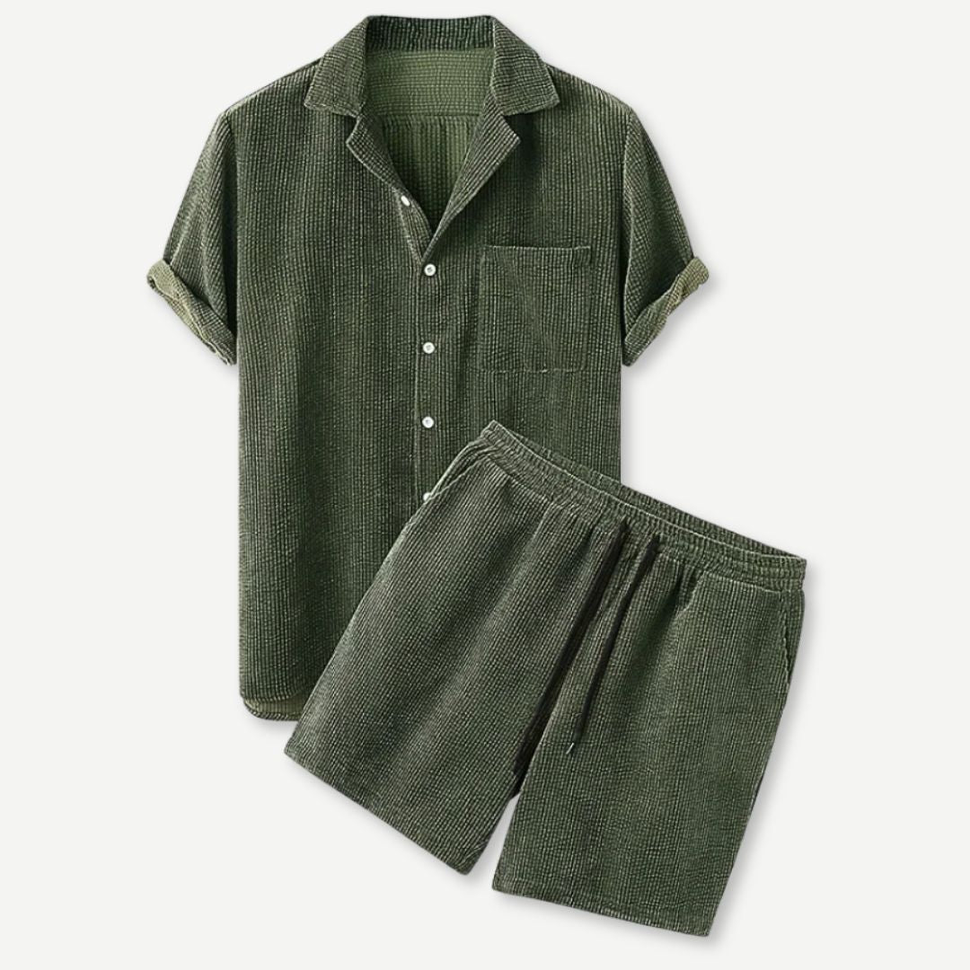 Liam | Comfortabel en Stijlvol Corduroy Shirt & Shorts Set