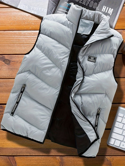 Liam | Warm Winter Vest met Rits en Staande Kraag voor Herfst en Winter