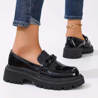 Sophie | Einfarbige Plateau-Loafer für Damen