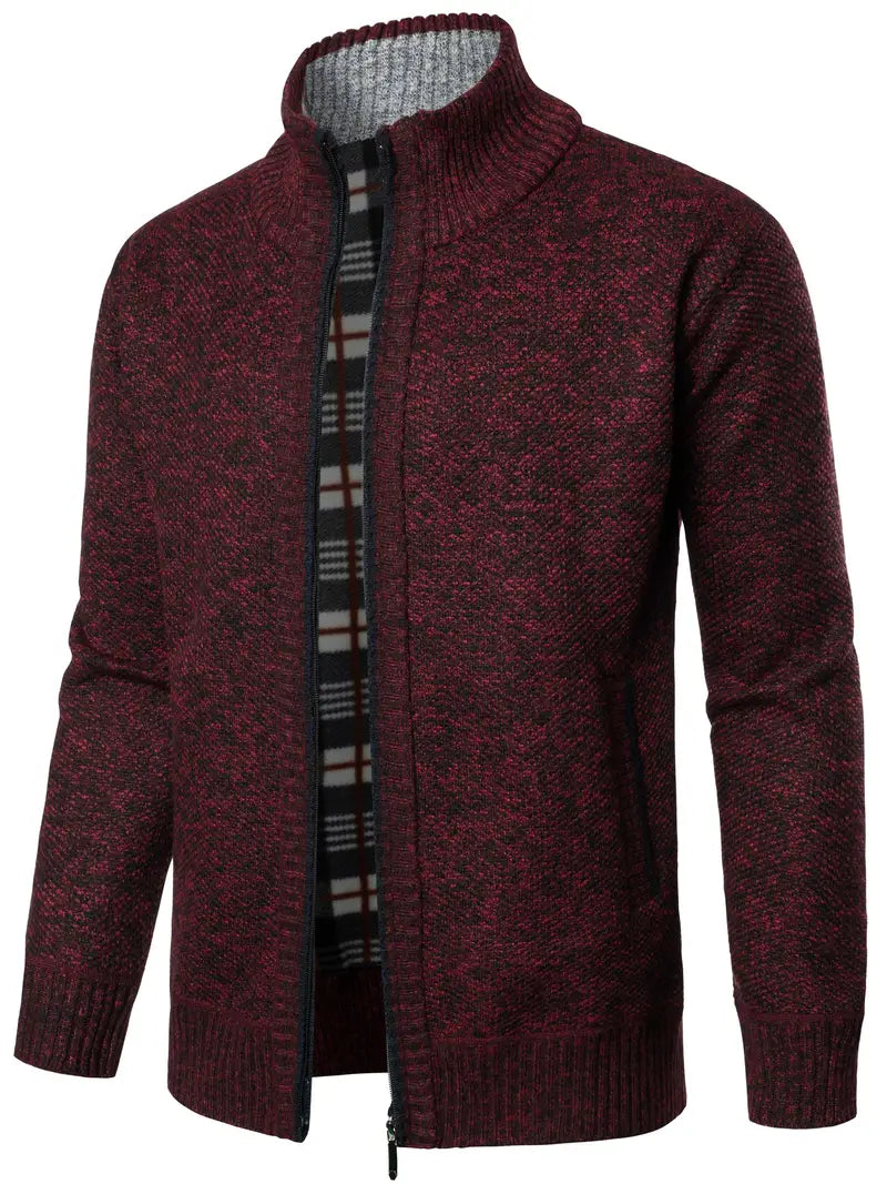 Oliver | Casual Full-Zip Cardigan met Patchwork en Thermische Regular Fit