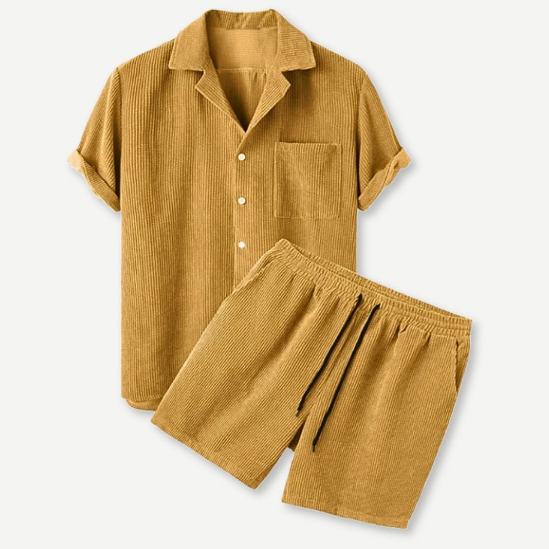 Liam | Comfortabel en Stijlvol Corduroy Shirt & Shorts Set