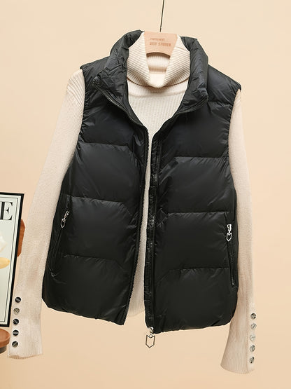 Lily | Solid Color Zipper Loose Vest Jacket