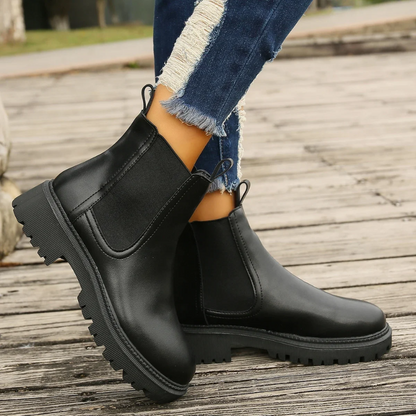 Beloria - Dames Chelsea Boots van Leer met Treklussen