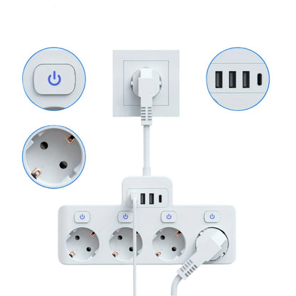 PowerHub Adapter | Efficiënte stroomoplossing met 4 stopcontacten en USB-poorten