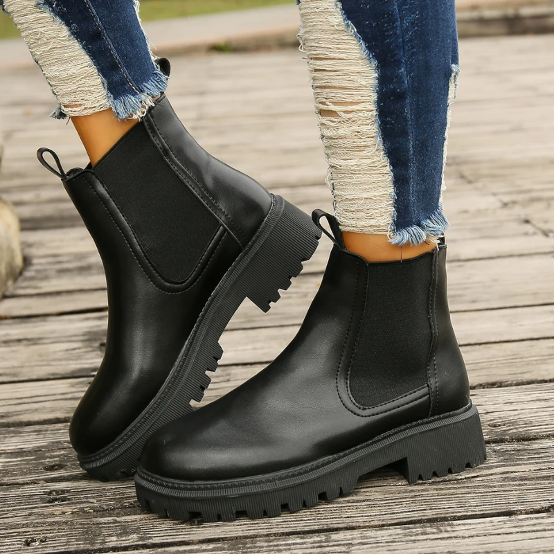 Beloria - Dames Chelsea Boots van Leer met Treklussen