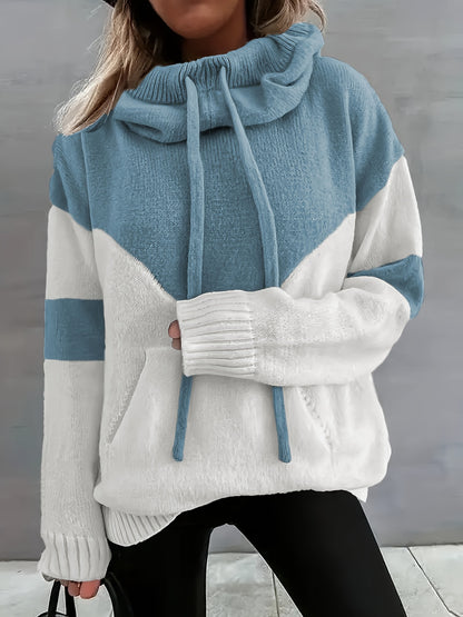 Charly | Color Block Drawstring Hooded Sweater