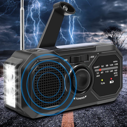 Emergency Crank Weather Radio | Betrouwbare noodradio met zonne- en handcrank opladen voor noodgevallen