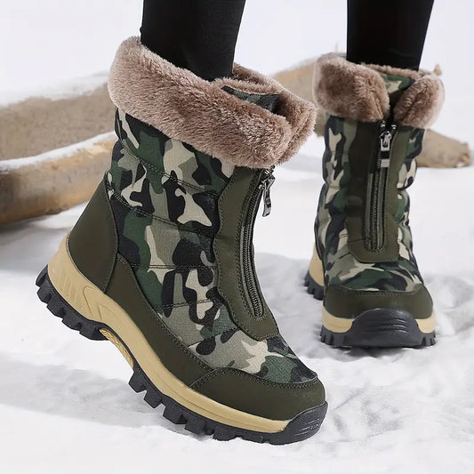 Fenna | Modische Camouflage-Schneestiefel mit praktischem Reißverschluss