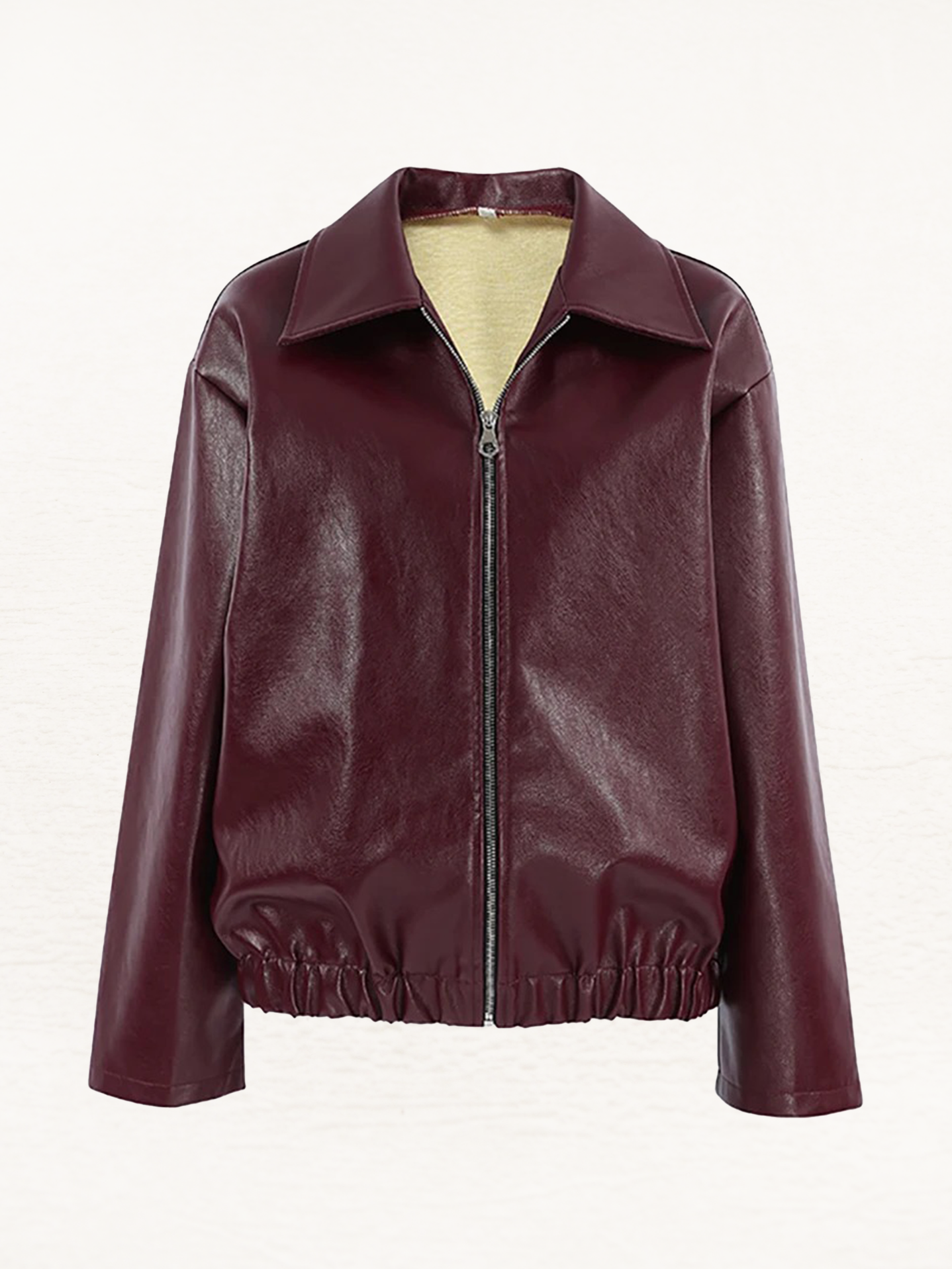 Bianca PU Leren Bomber Jack Dames | Winterjas Vrouw | Herfstjas Burdundy Rood