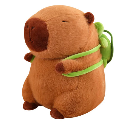 Kuscheliger Capybara mit Schildkröten-Rucksack – TurtleBuddy