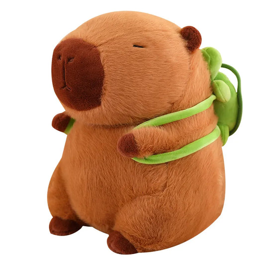 Kuscheliger Capybara mit Schildkröten-Rucksack – TurtleBuddy