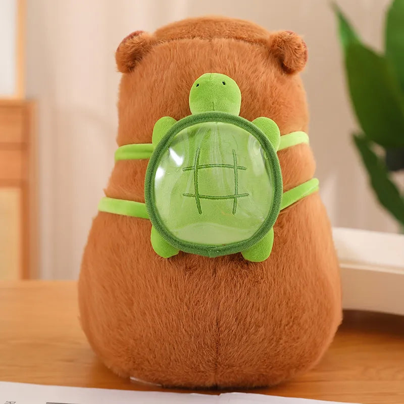 Kuscheliger Capybara mit Schildkröten-Rucksack – TurtleBuddy