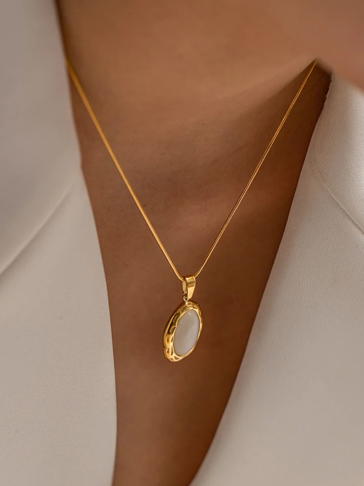 Fleur Opaal Edelsteen Ketting Goud