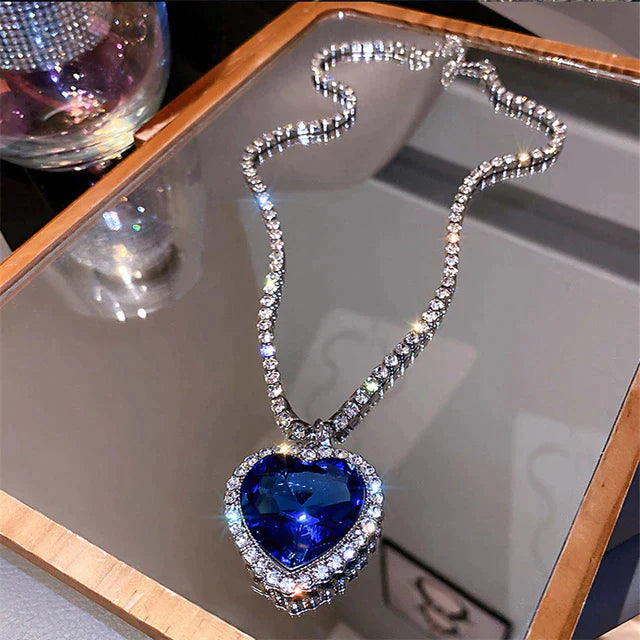 Blue Heart Kristal Ketting | Elegant en Stijlvol