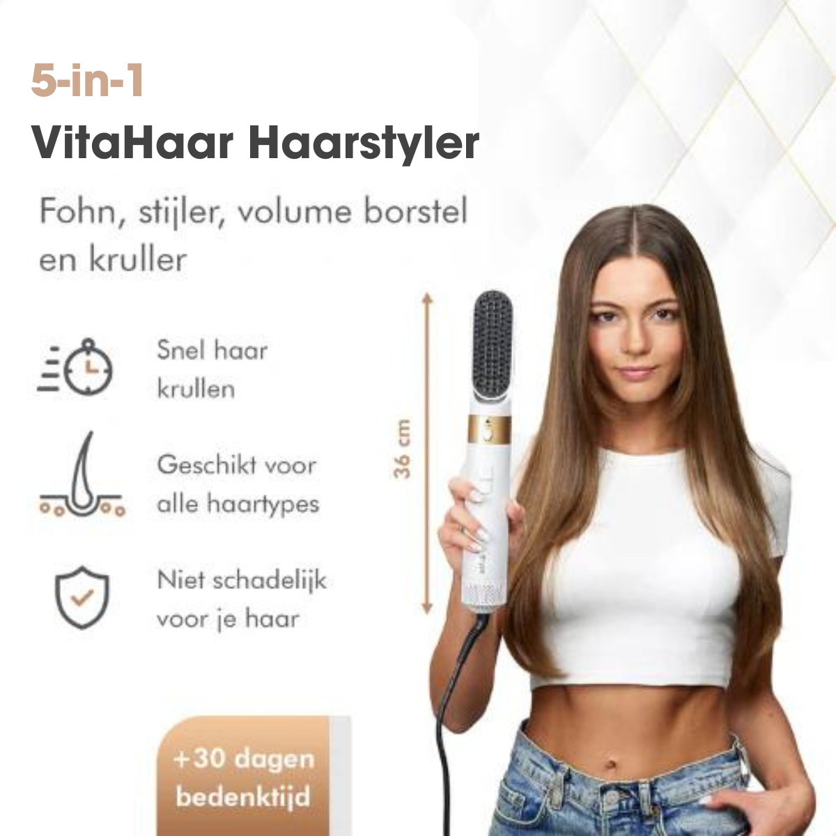 VITAHAAR 5-in-1 Haarstyler | Droog, krul & stijl zonder extreme hitte