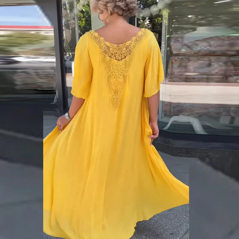 Emily | Luftiges Sommerkleid aus Chiffon mit schlichtem Rundhalsausschnitt 