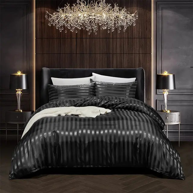 Black Satin Duvet Cover Set - Zwart Satijnen Dekbedovertrek Set