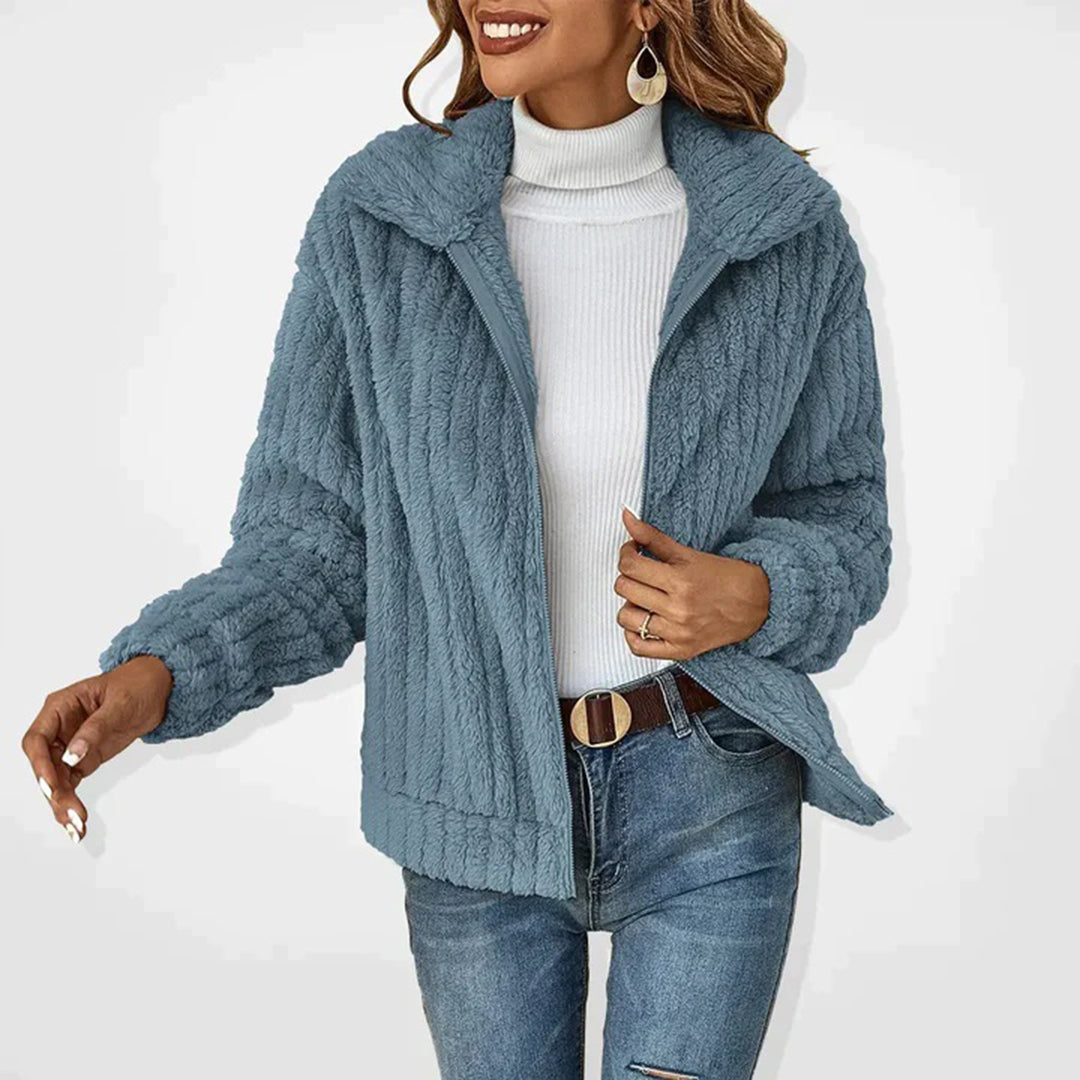 Lange Fleece-Strickjacke für Damen