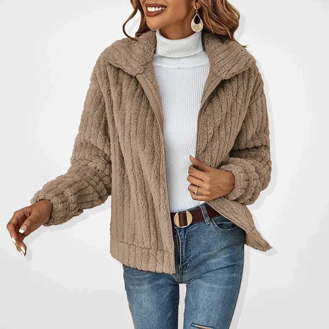 Lange Fleece-Strickjacke für Damen