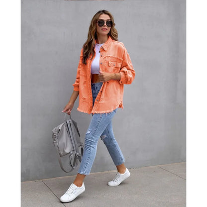 Bella | Oversized Spijkerjack met Stijlvolle Beschadigde Look