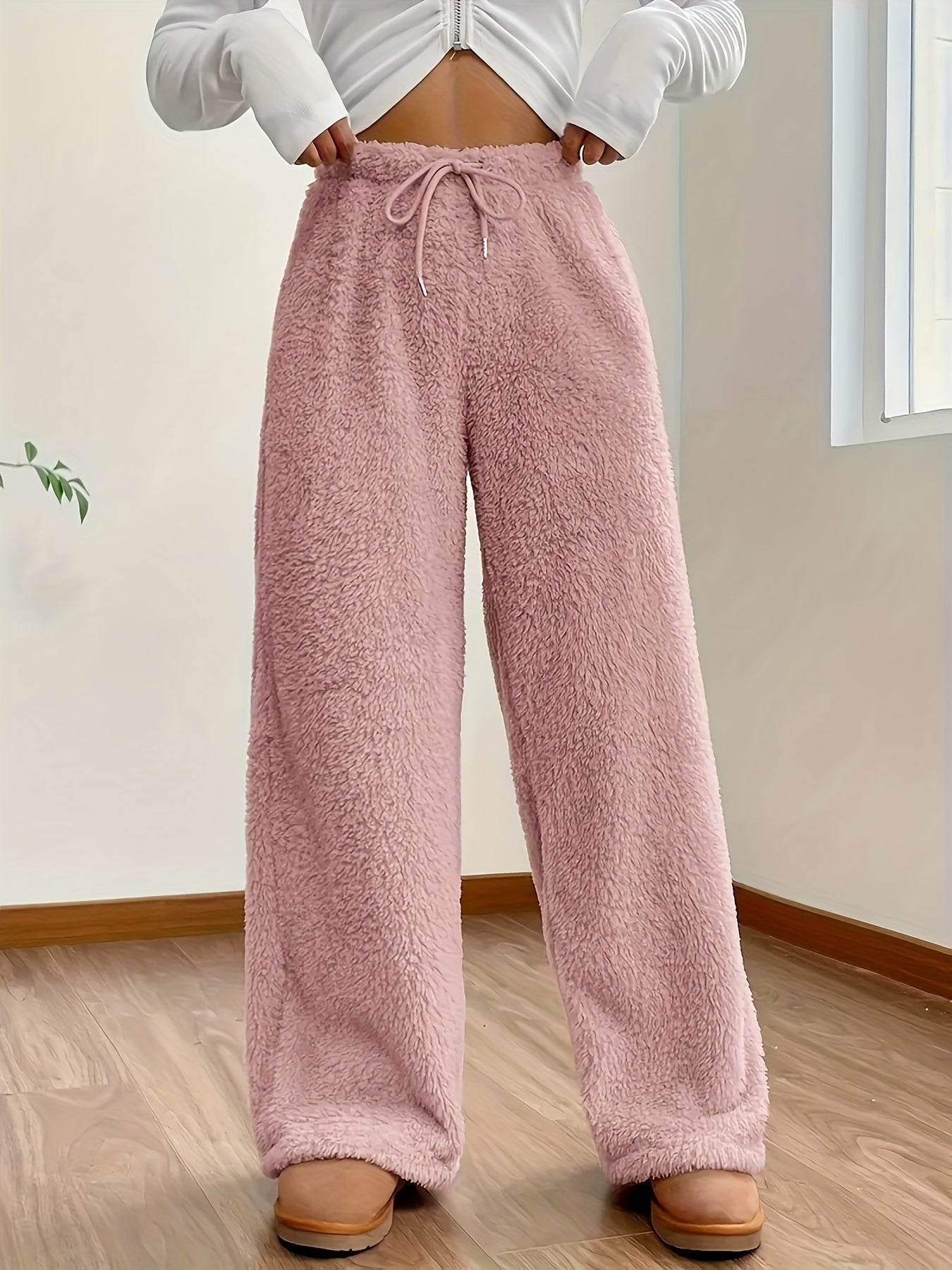 Amelia | Solid High Waist Fuzzy Pants