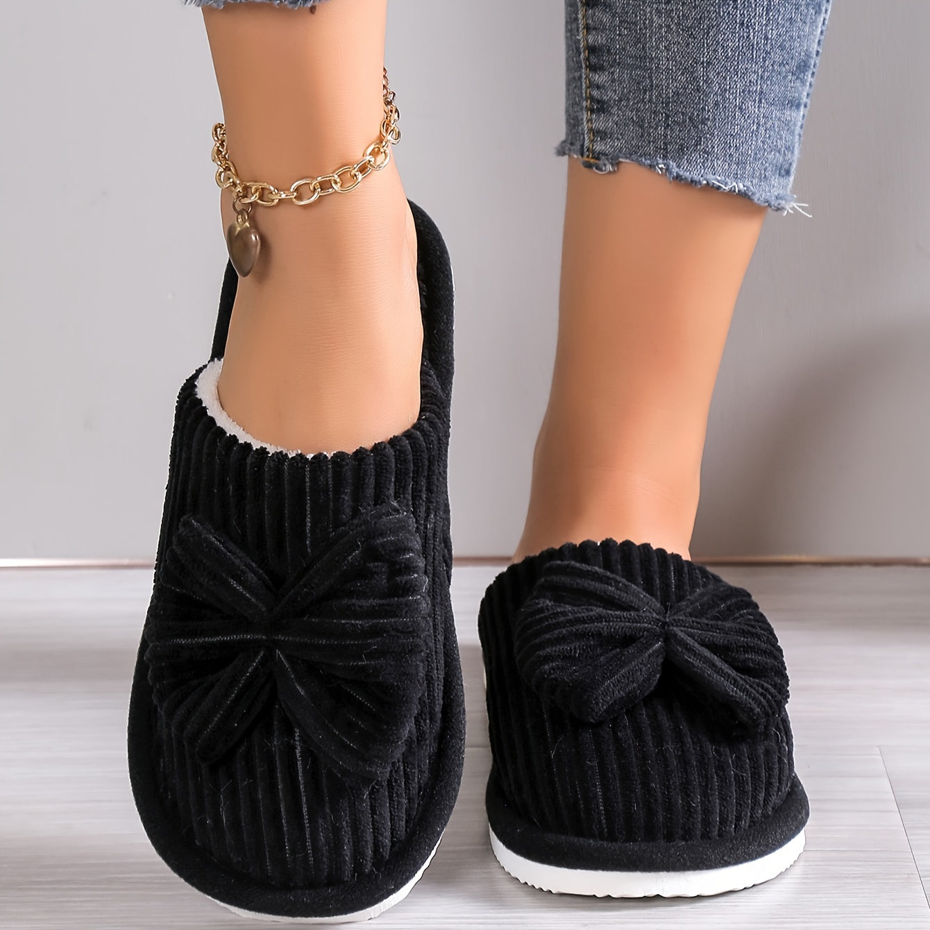 Chloe | Schattige Bowknot Zachte Zool Fuzzy Slippers | Knusse Winter Indoor Slippers