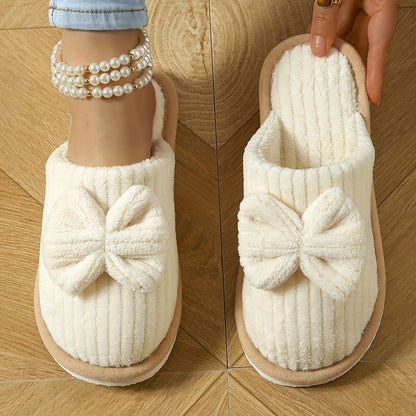 Chloe | Schattige Bowknot Zachte Zool Fuzzy Slippers | Knusse Winter Indoor Slippers