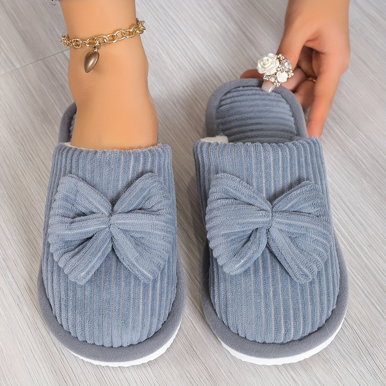 Chloe | Schattige Bowknot Zachte Zool Fuzzy Slippers | Knusse Winter Indoor Slippers