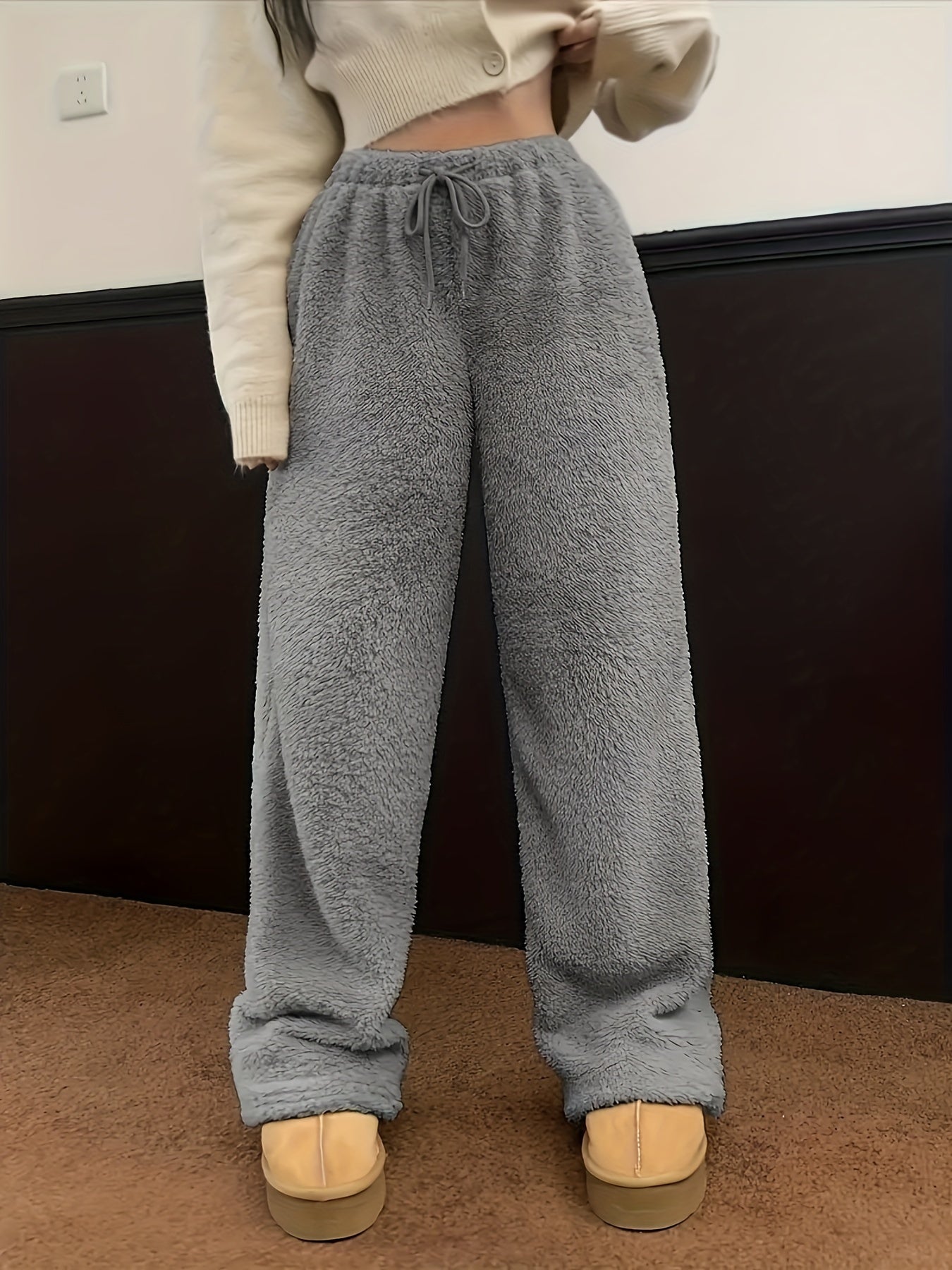 Amelia | Solid High Waist Fuzzy Pants