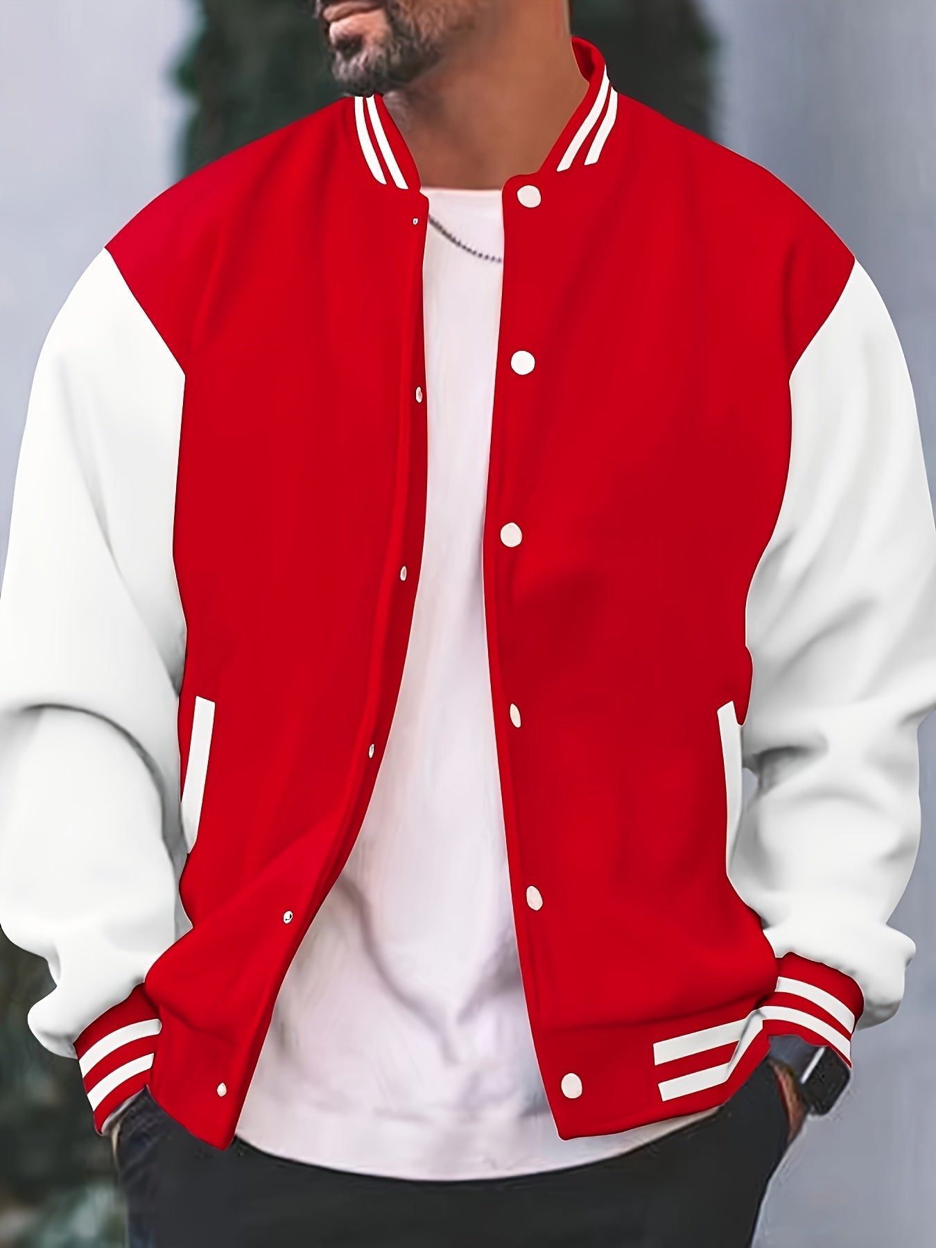 James | Casual Varsity Jacket met Kleurblokken en Baseball Kraag