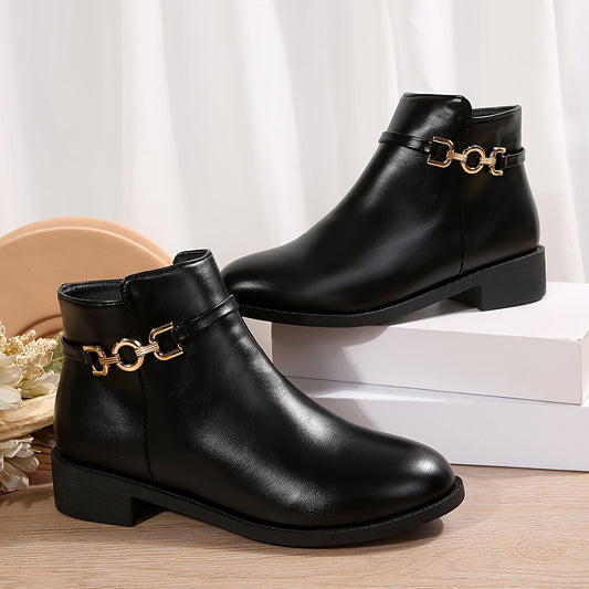 Mila – Schicke Chelsea-Stiefeletten für Damen, einfarbig, flacher Absatz, Reißverschluss, Herbstkollektion