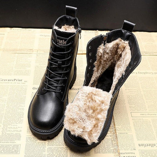 Andrea - Luxe zwarte leren winterboots