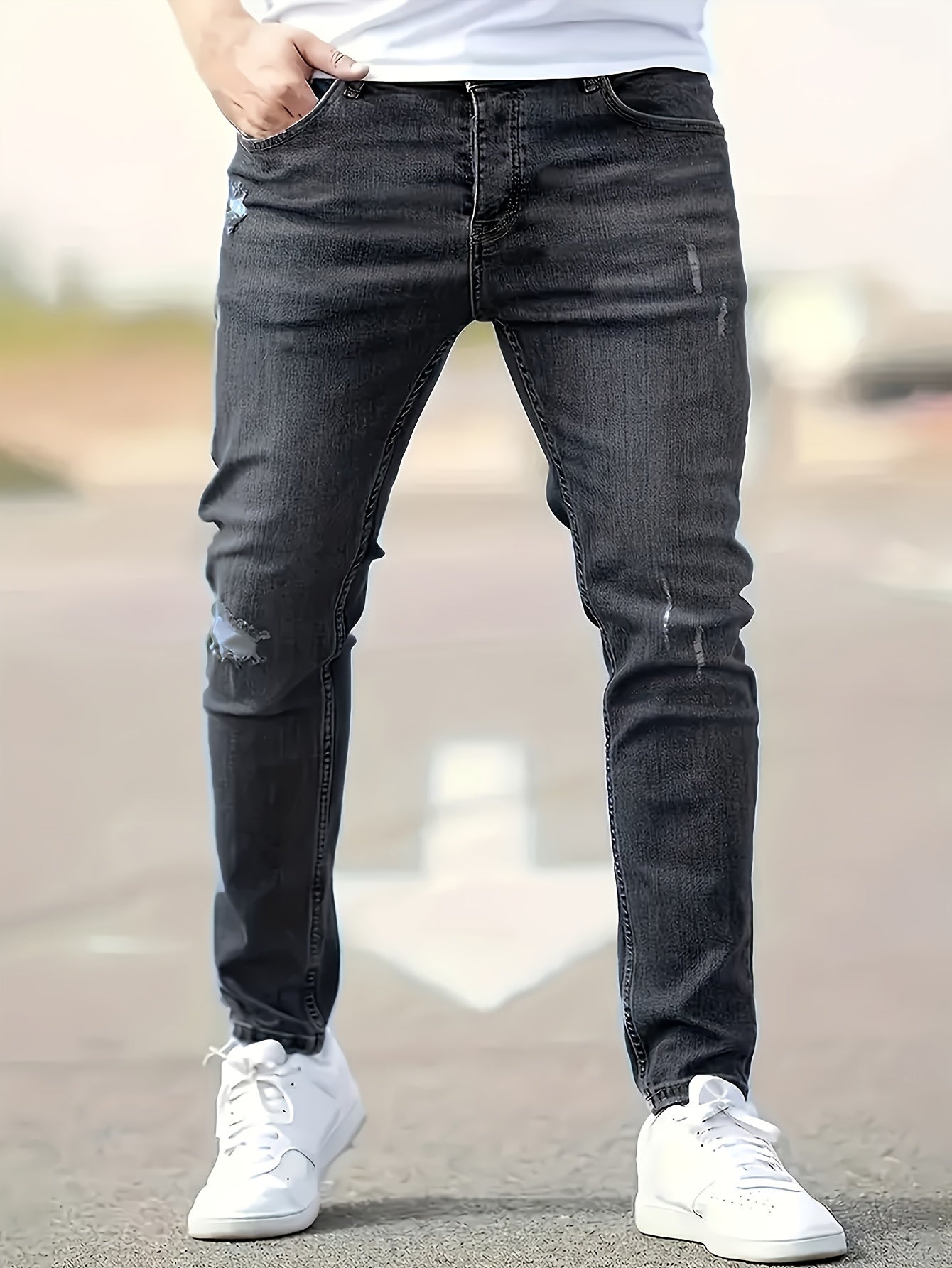 Benjamin | Slim-Fit-Jeans im zerrissenen Design mit mittlerem Stretch für Frühling und Sommer