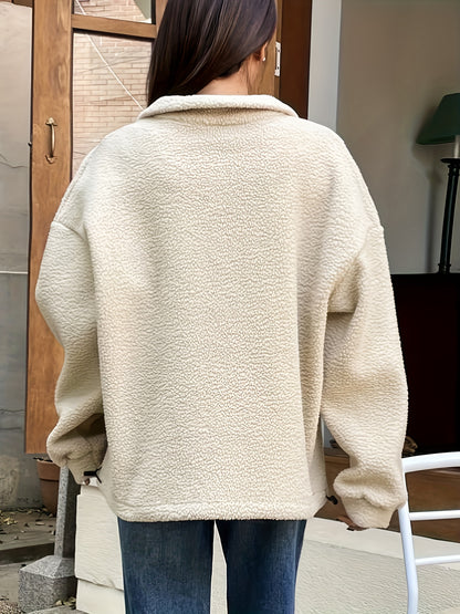 Nora | Schlichtes Plüsch-Pullover-Sweatshirt mit Reißverschluss