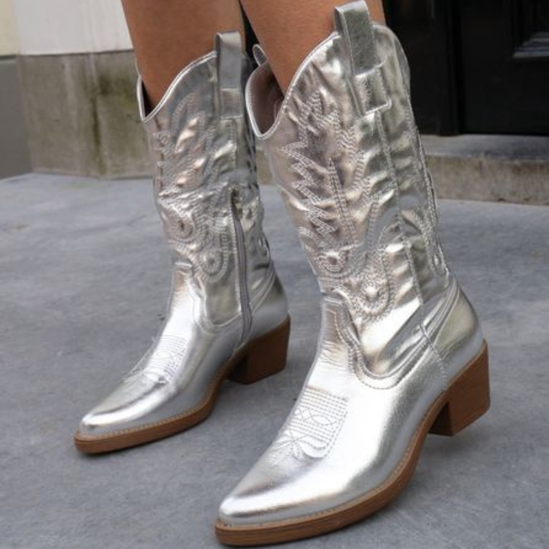 Gracie – elegante metallische Cowboystiefel