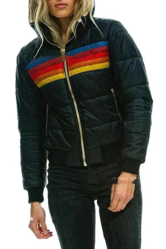 Metterla | Warm, Short Sporty Down Jacket with Hood and Zipper