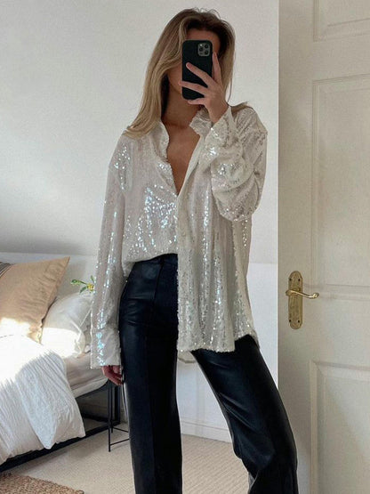 GlitteryShirt: Übergroße Bluse für Damen