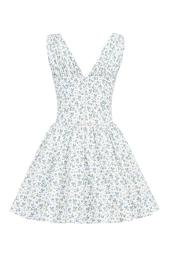 Valeria | Elegante Korte Jurk met V-Hals en Bloemenprint