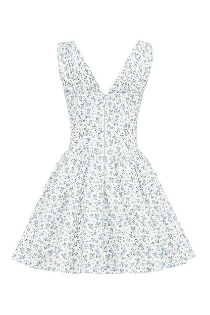 Valeria | Elegante Korte Jurk met V-Hals en Bloemenprint